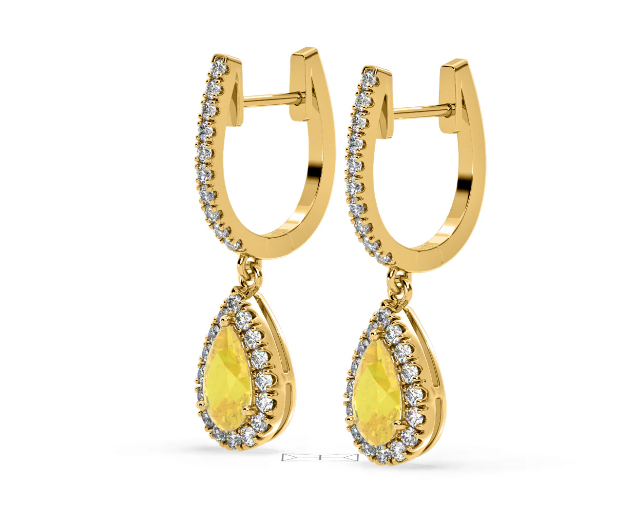 Diana Yellow Lab Diamond 1.48ct Pear Halo Drop Earrings in 18K Yellow Gold - Elara Collection - Image 18