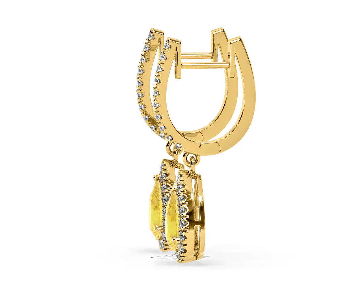 Diana Yellow Lab Diamond 1.48ct Pear Halo Drop Earrings in 18K Yellow Gold - Elara Collection - Image 26