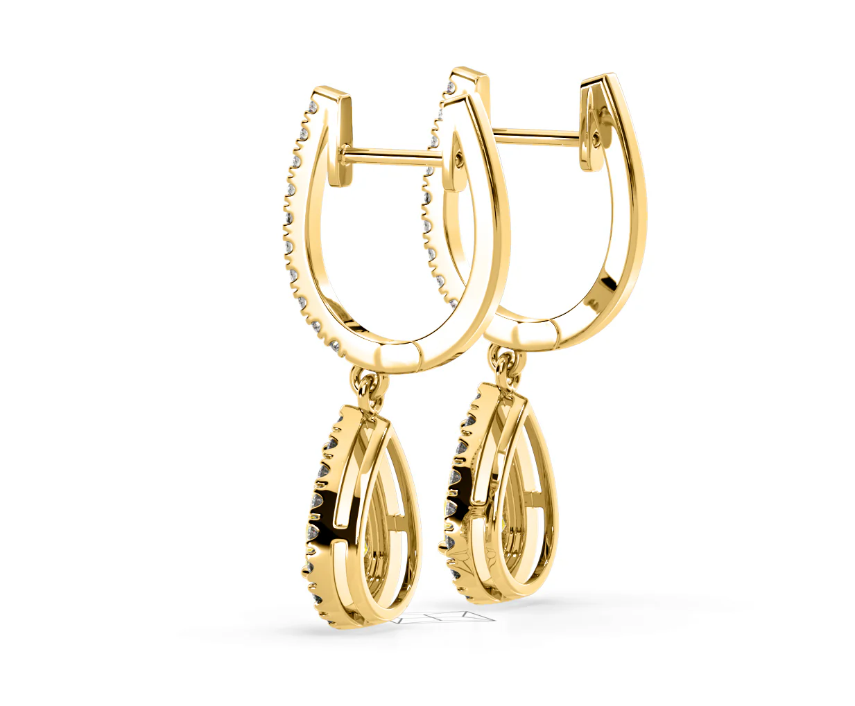 Diana Yellow Lab Diamond 1.48ct Pear Halo Drop Earrings in 18K Yellow Gold - Elara Collection - Image 34