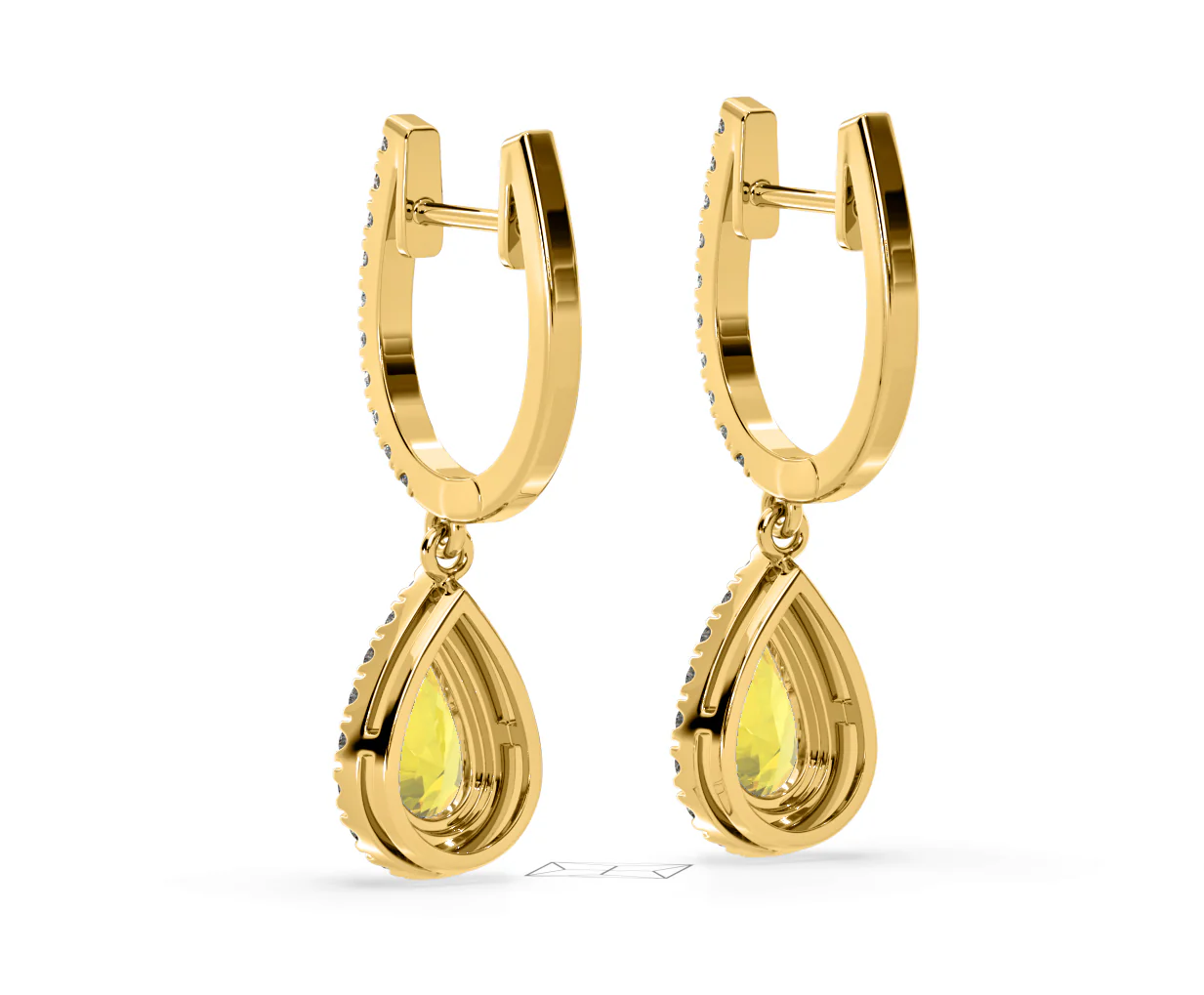 Diana Yellow Lab Diamond 1.48ct Pear Halo Drop Earrings in 18K Yellow Gold - Elara Collection - Image 40