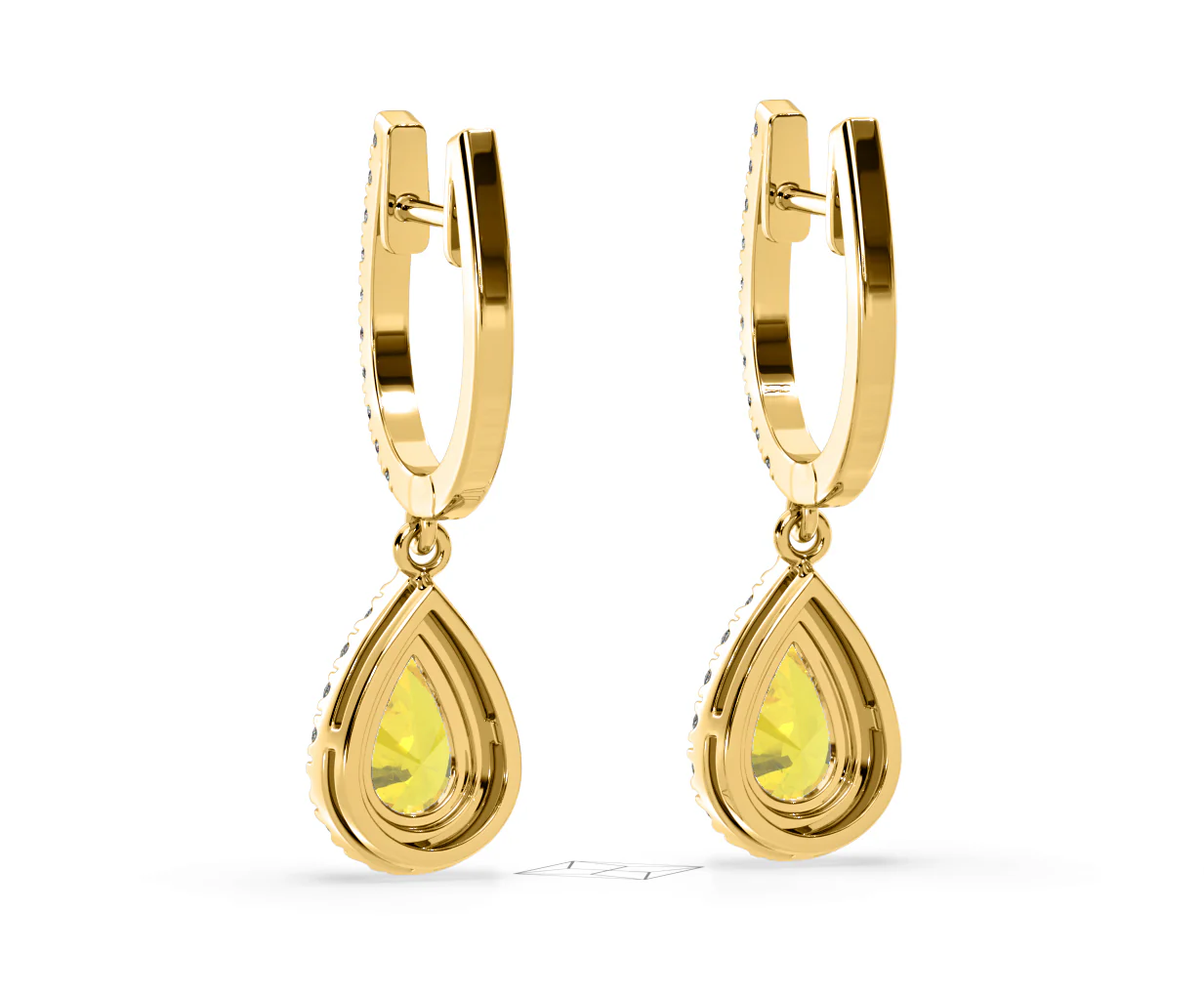Diana Yellow Lab Diamond 1.48ct Pear Halo Drop Earrings in 18K Yellow Gold - Elara Collection - Image 43