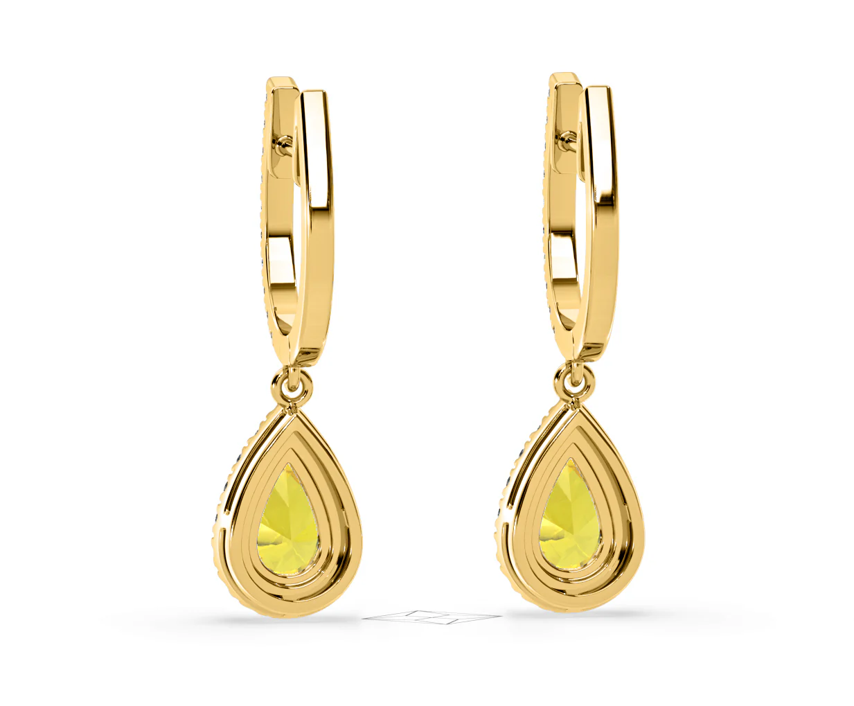 Diana Yellow Lab Diamond 1.48ct Pear Halo Drop Earrings in 18K Yellow Gold - Elara Collection - Image 45