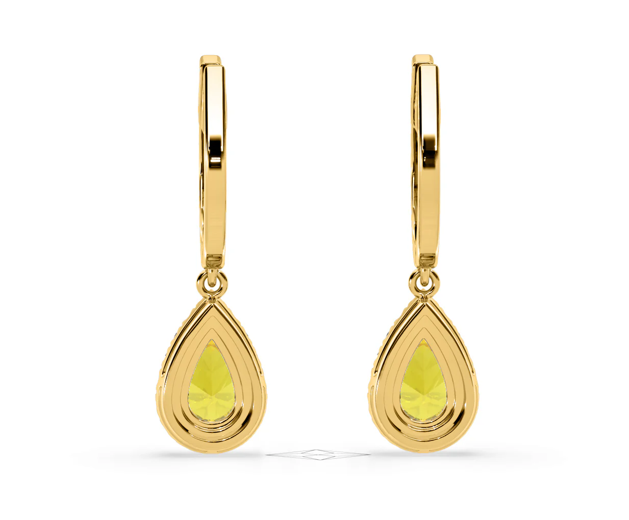 Diana Yellow Lab Diamond 1.48ct Pear Halo Drop Earrings in 18K Yellow Gold - Elara Collection - Image 47