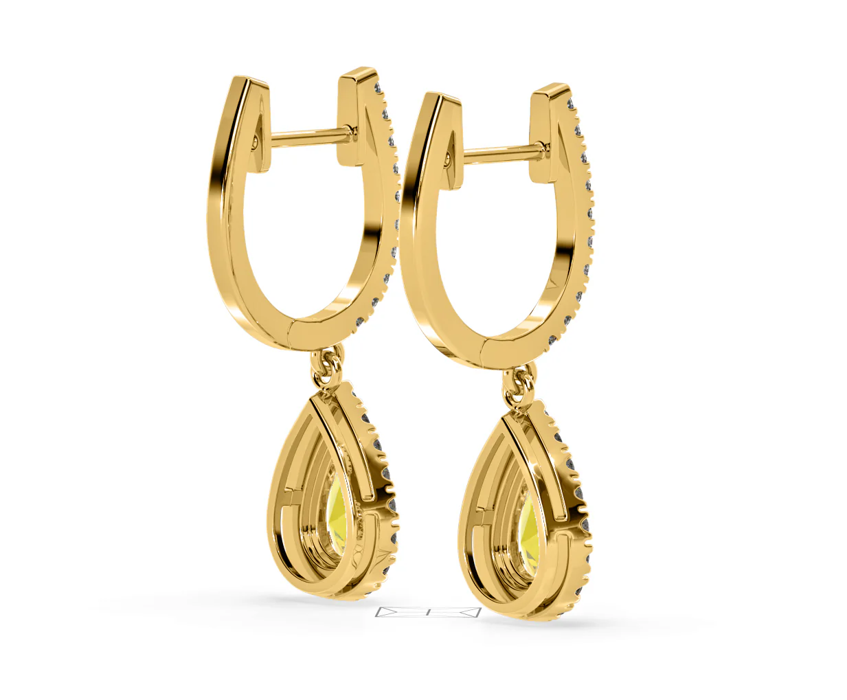Diana Yellow Lab Diamond 1.48ct Pear Halo Drop Earrings in 18K Yellow Gold - Elara Collection - Image 58