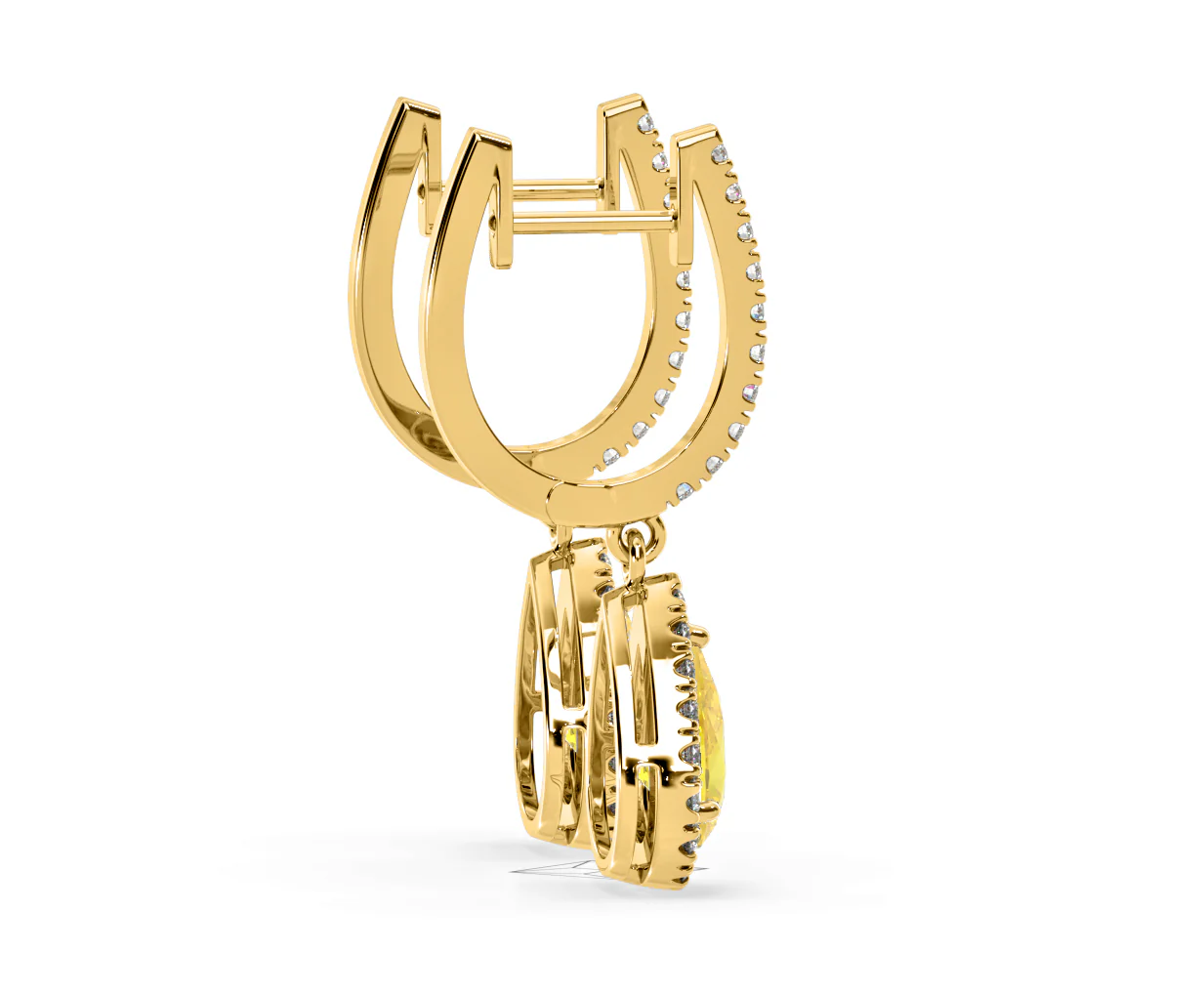 Diana Yellow Lab Diamond 1.48ct Pear Halo Drop Earrings in 18K Yellow Gold - Elara Collection - Image 65