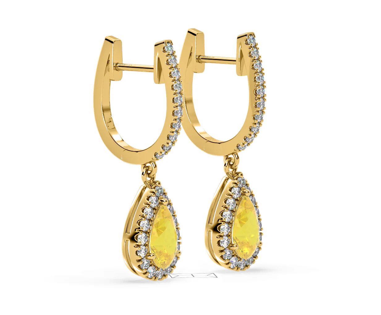 Diana Yellow Lab Diamond 1.48ct Pear Halo Drop Earrings in 18K Yellow Gold - Elara Collection - Image 76