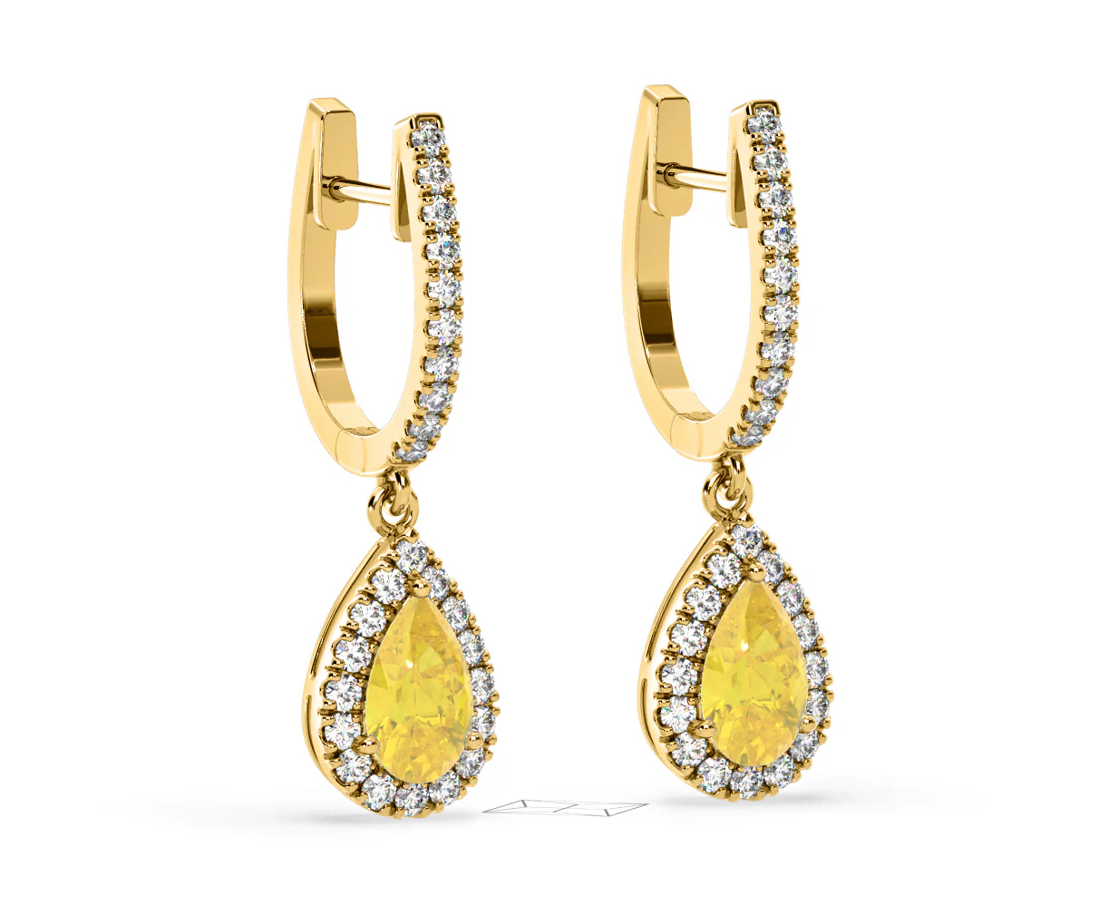 Diana Yellow Lab Diamond 1.48ct Pear Halo Drop Earrings in 18K Yellow Gold - Elara Collection - Image 81