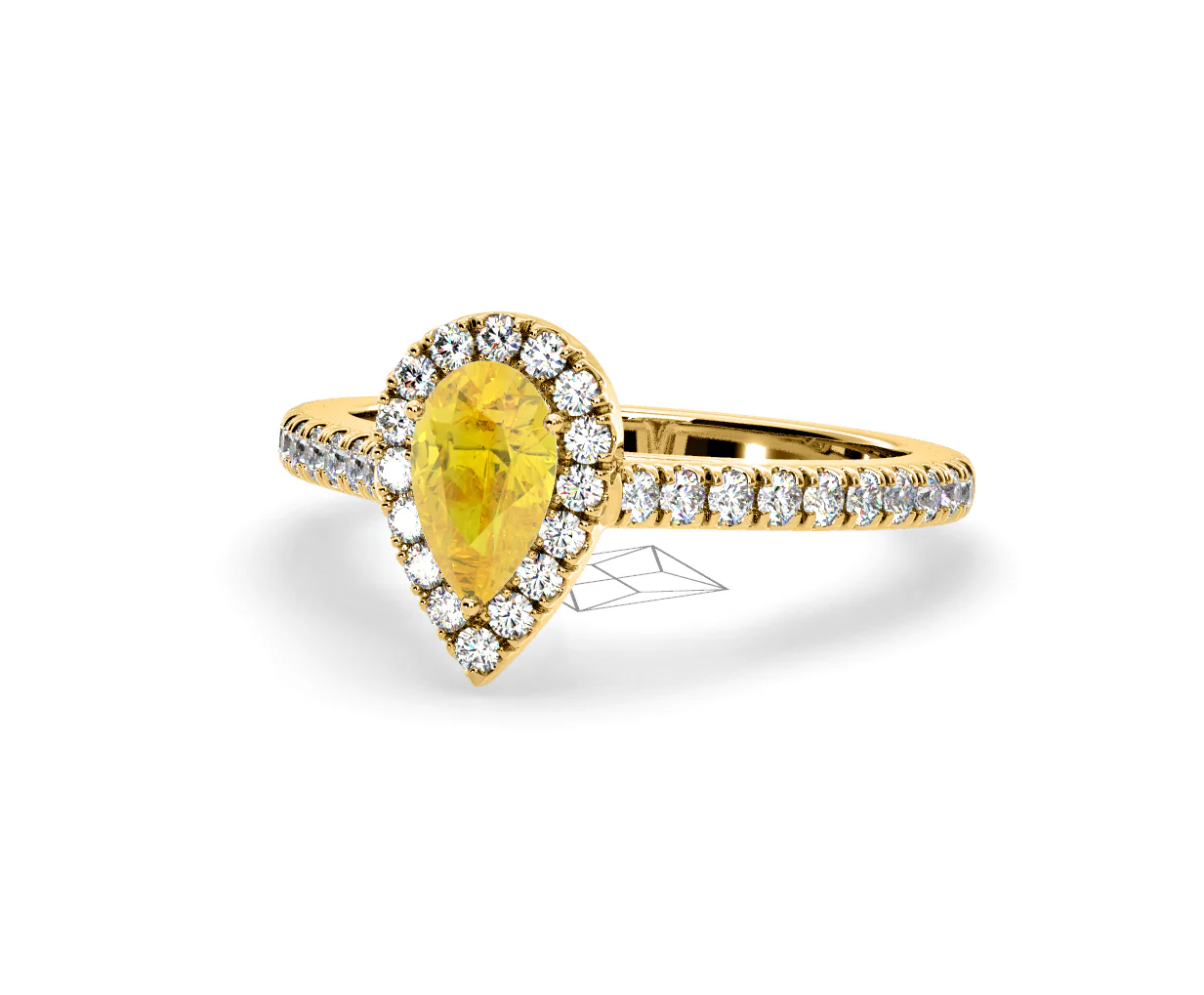 Diana Yellow Lab Diamond Pear Halo Ring 1.00ct in 18K Yellow Gold - Elara Collection - Image 11