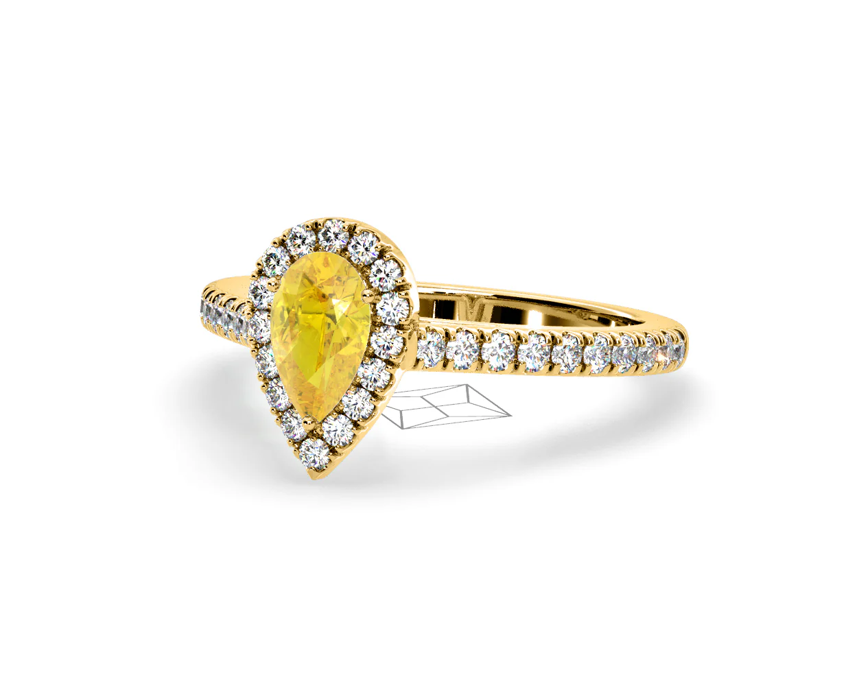 Diana Yellow Lab Diamond Pear Halo Ring 1.00ct in 18K Yellow Gold - Elara Collection - Image 12