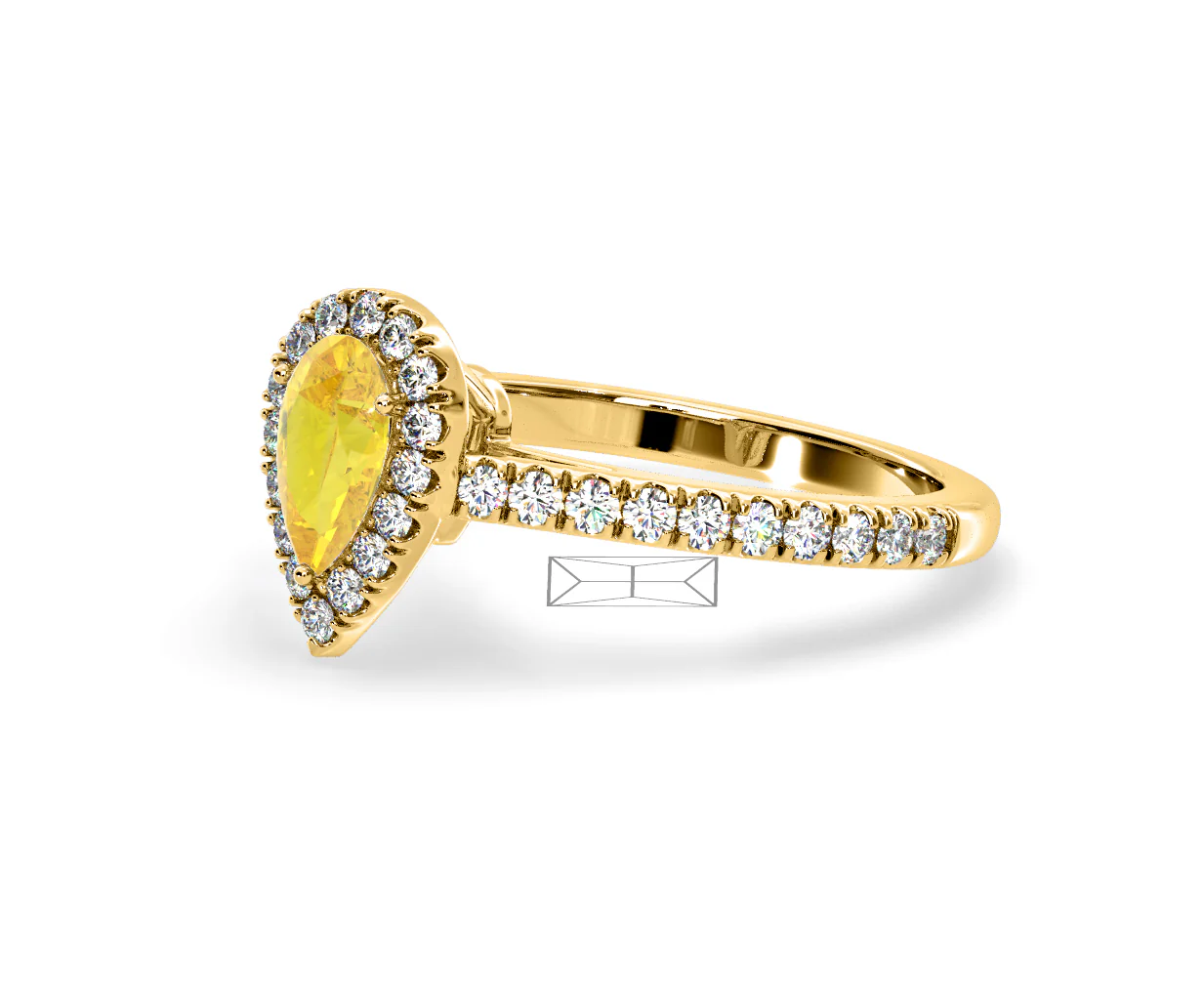 Diana Yellow Lab Diamond Pear Halo Ring 1.00ct in 18K Yellow Gold - Elara Collection - Image 17