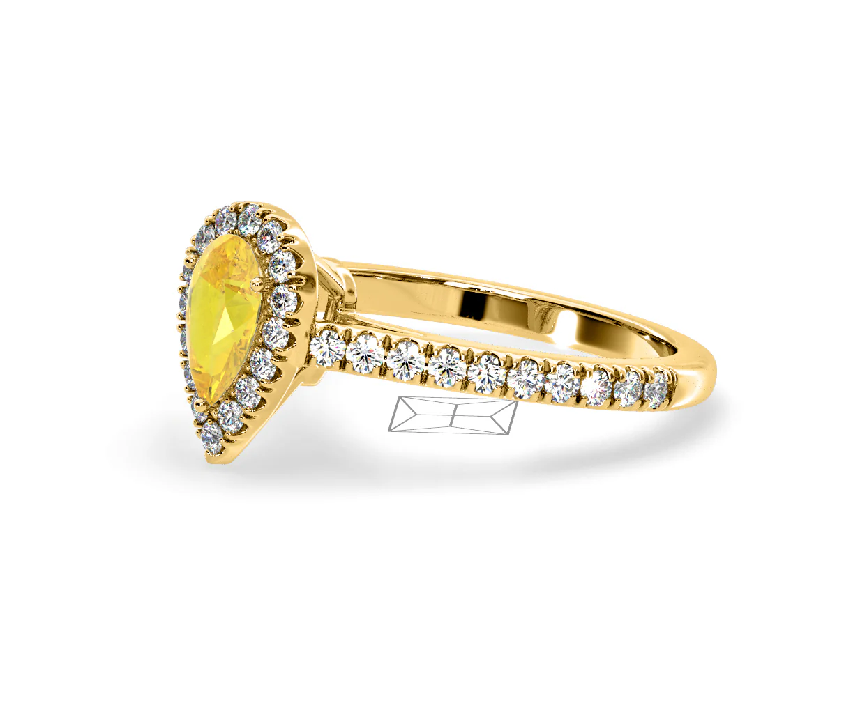 Diana Yellow Lab Diamond Pear Halo Ring 1.00ct in 18K Yellow Gold - Elara Collection - Image 18