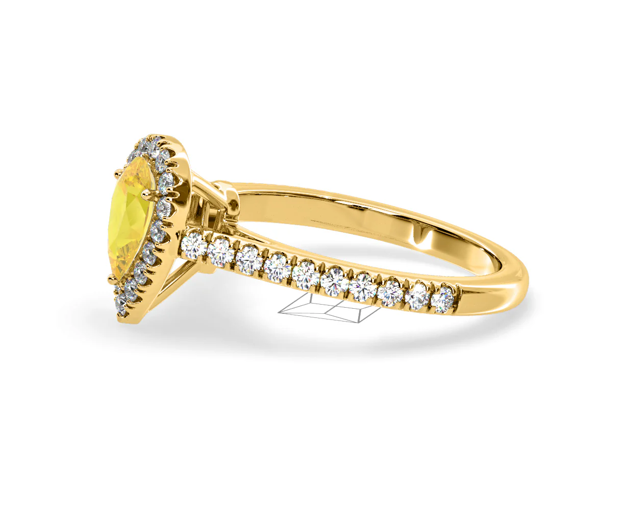 Diana Yellow Lab Diamond Pear Halo Ring 1.00ct in 18K Yellow Gold - Elara Collection - Image 22