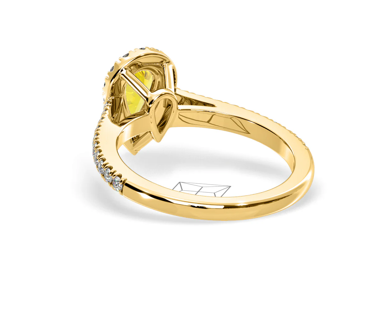 Diana Yellow Lab Diamond Pear Halo Ring 1.00ct in 18K Yellow Gold - Elara Collection - Image 40