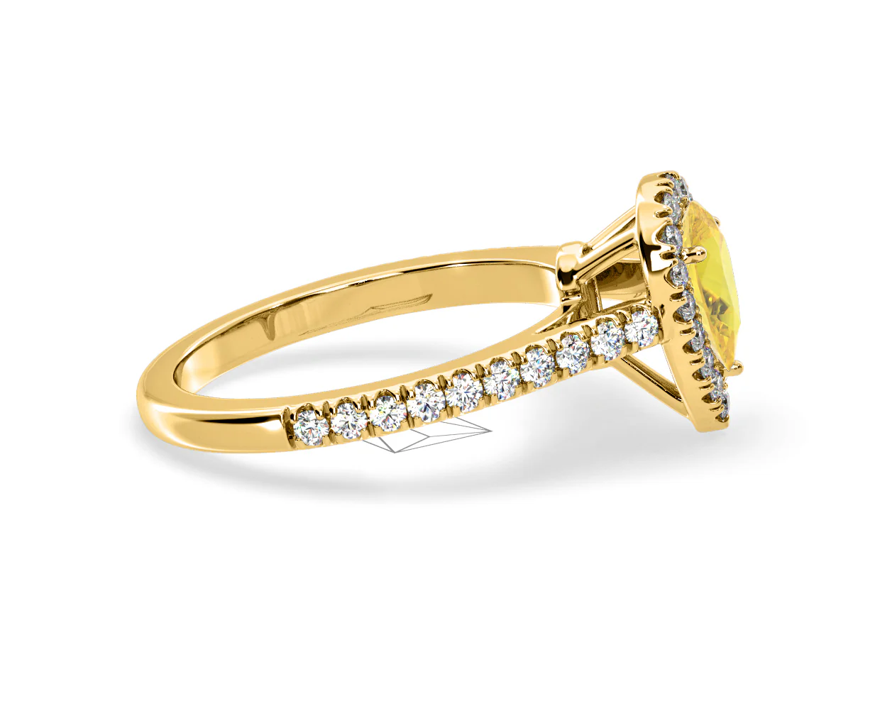 Diana Yellow Lab Diamond Pear Halo Ring 1.00ct in 18K Yellow Gold - Elara Collection - Image 68