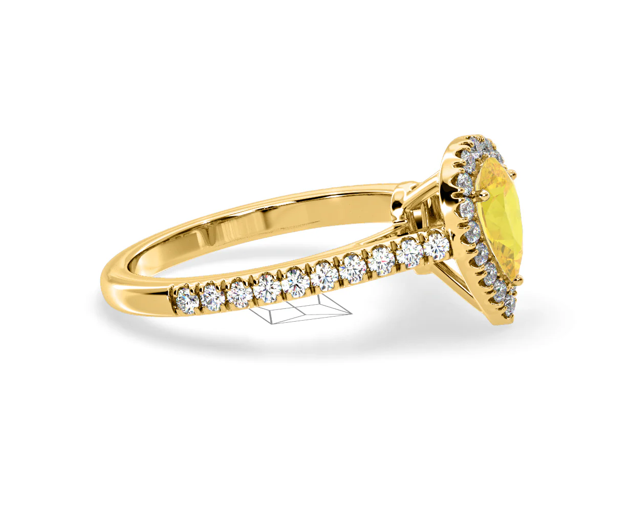 Diana Yellow Lab Diamond Pear Halo Ring 1.00ct in 18K Yellow Gold - Elara Collection - Image 71
