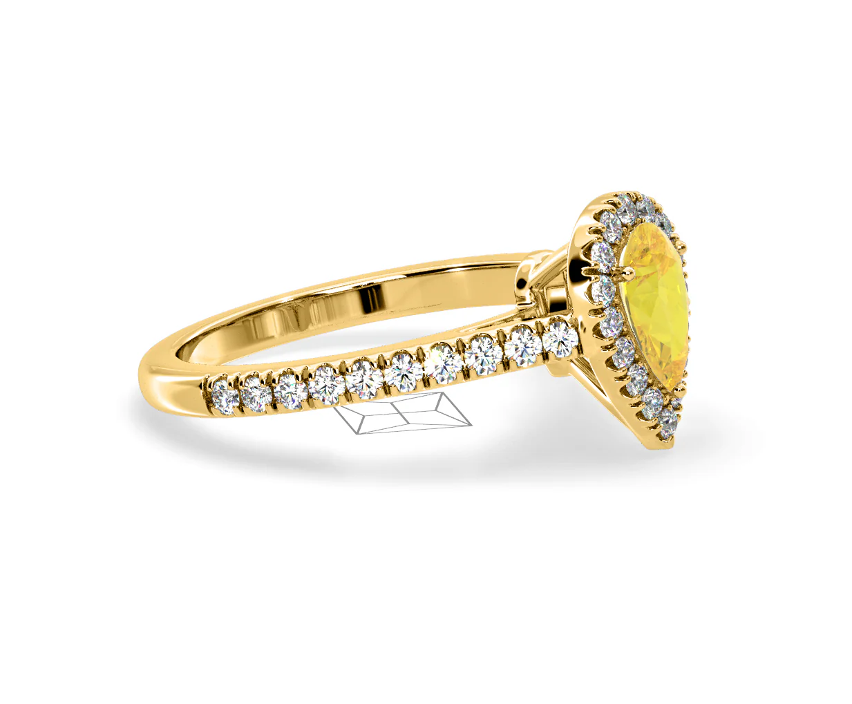 Diana Yellow Lab Diamond Pear Halo Ring 1.00ct in 18K Yellow Gold - Elara Collection - Image 73