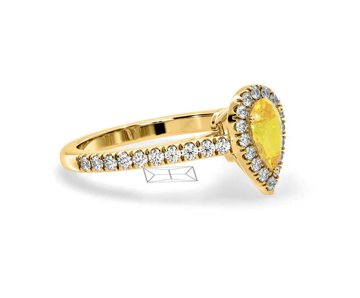 Diana Yellow Lab Diamond Pear Halo Ring 1.00ct in 18K Yellow Gold - Elara Collection - Image 75