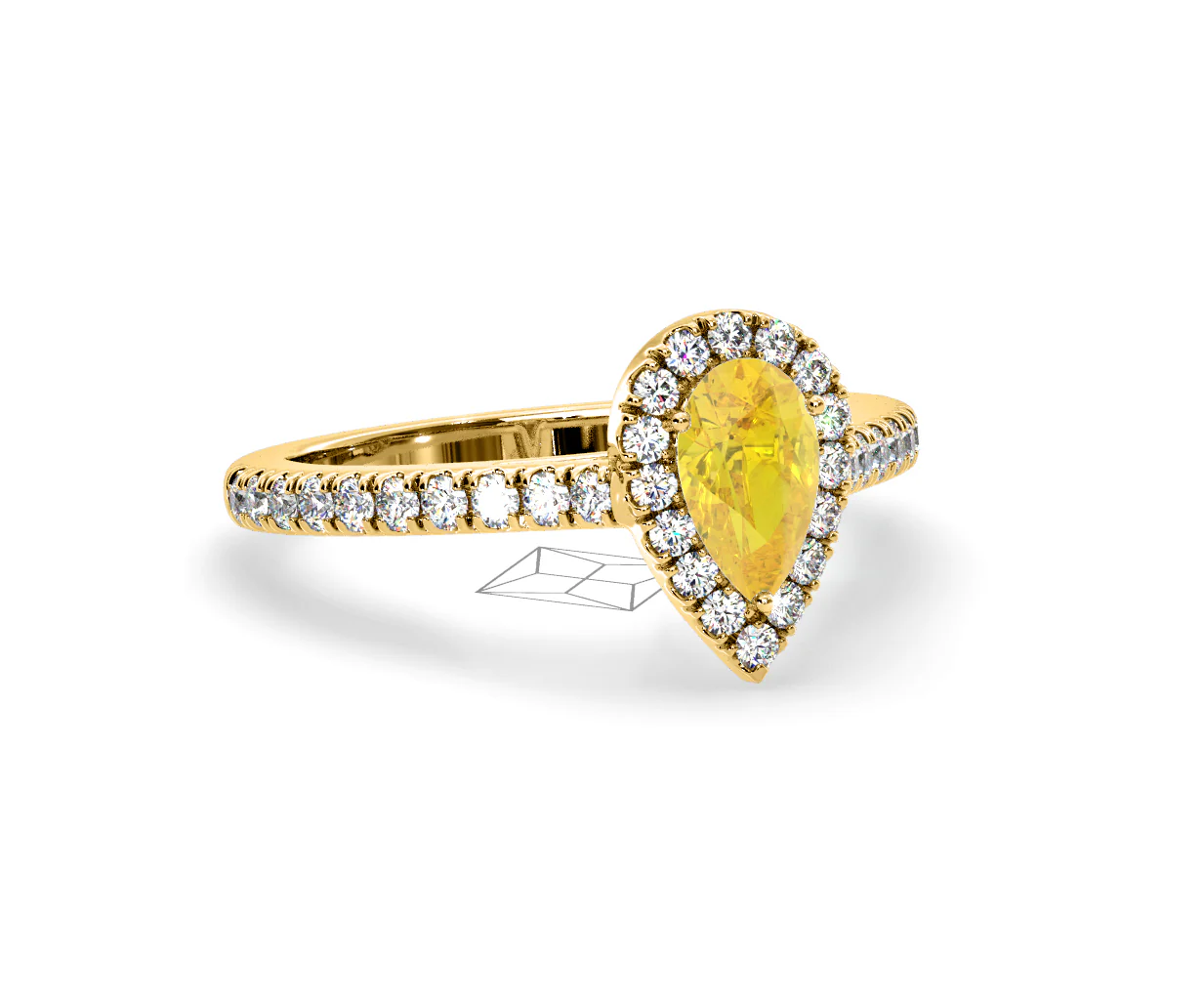 Diana Yellow Lab Diamond Pear Halo Ring 1.00ct in 18K Yellow Gold - Elara Collection - Image 81