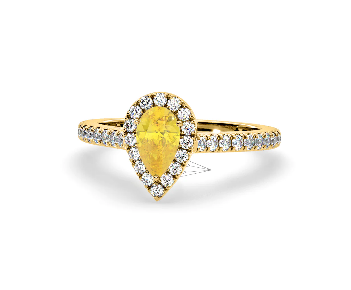 Diana Yellow Lab Diamond Pear Halo Ring 1.00ct in 18K Yellow Gold - Elara Collection - Image 9