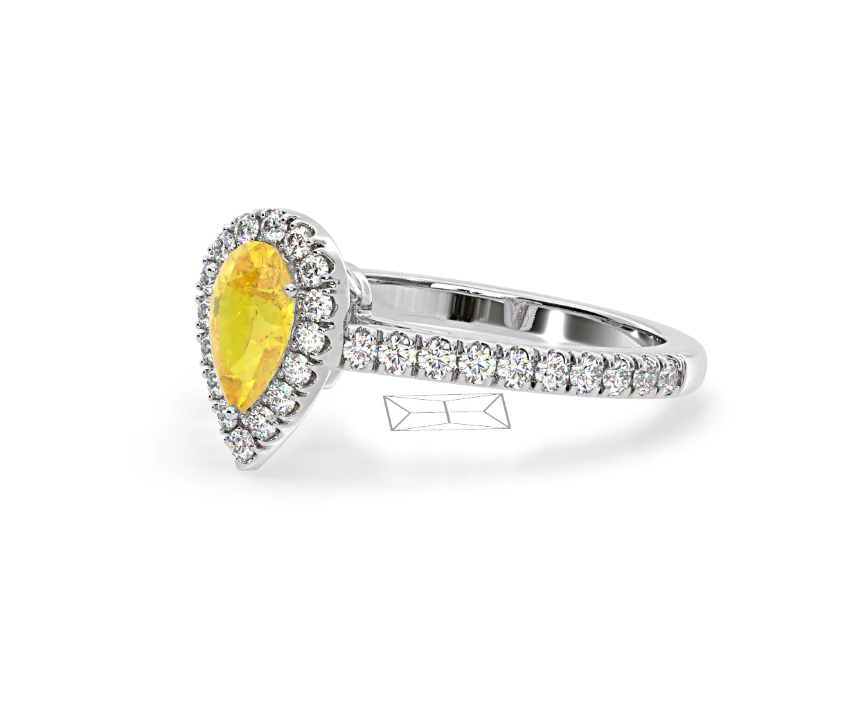Diana Yellow Lab Diamond Pear Halo Ring 1.00ct in Platinum - Elara Collection - Image 16