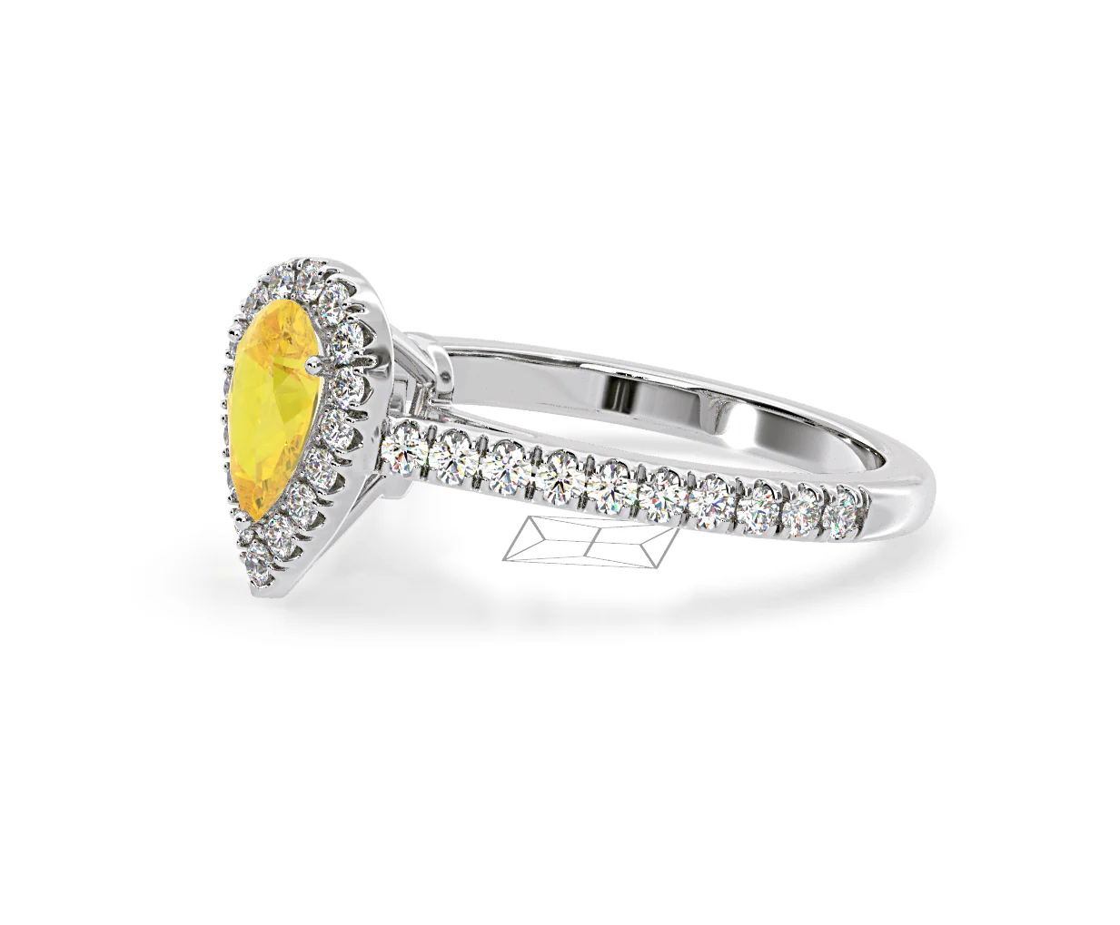 Diana Yellow Lab Diamond Pear Halo Ring 1.00ct in Platinum - Elara Collection - Image 19
