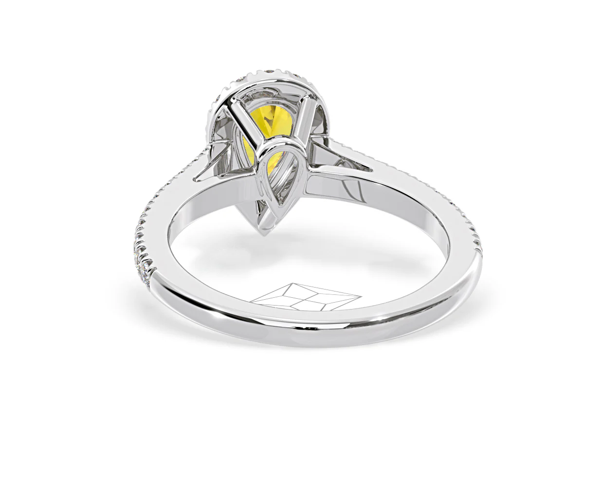 Diana Yellow Lab Diamond Pear Halo Ring 1.00ct in Platinum - Elara Collection - Image 44