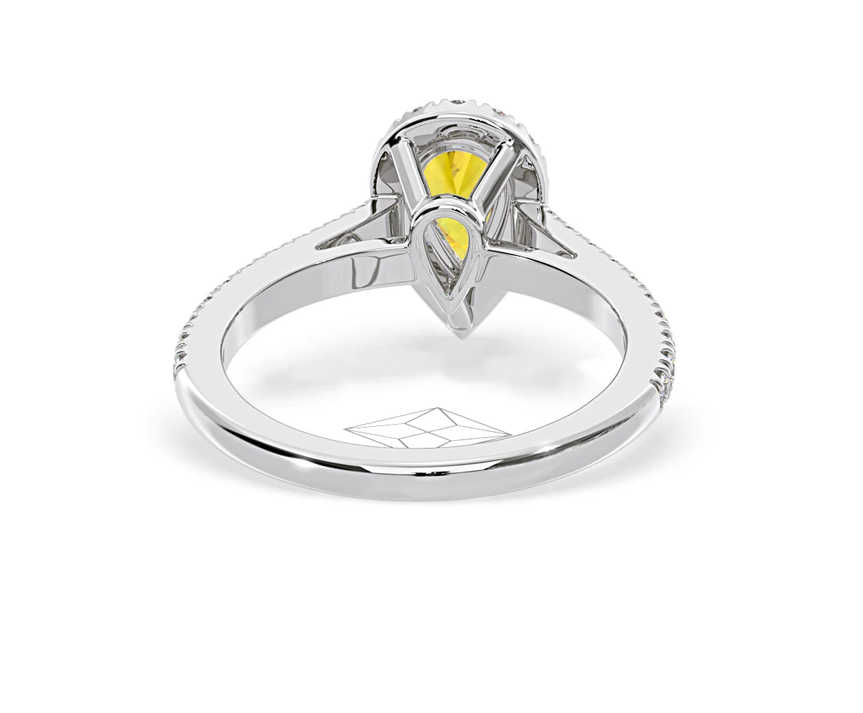 Diana Yellow Lab Diamond Pear Halo Ring 1.00ct in Platinum - Elara Collection - Image 48