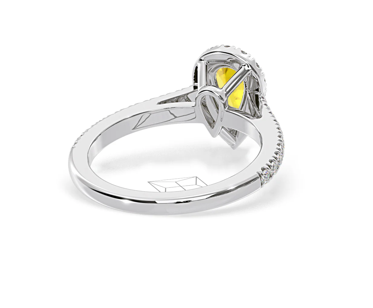Diana Yellow Lab Diamond Pear Halo Ring 1.00ct in Platinum - Elara Collection - Image 52