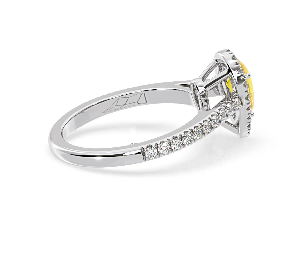 Diana Yellow Lab Diamond Pear Halo Ring 1.00ct in Platinum - Elara Collection - Image 62