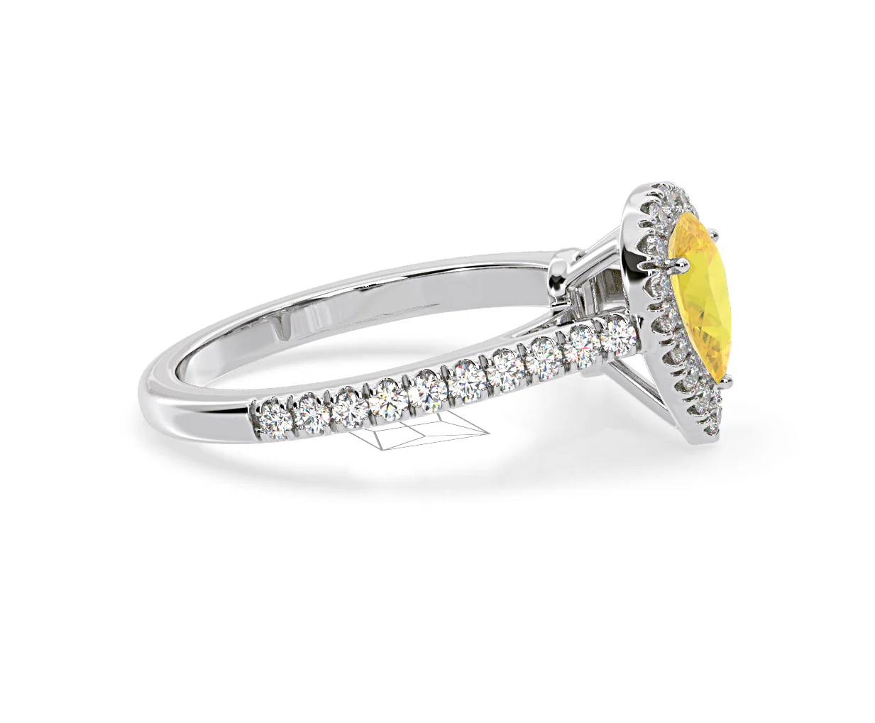 Diana Yellow Lab Diamond Pear Halo Ring 1.00ct in Platinum - Elara Collection - Image 70