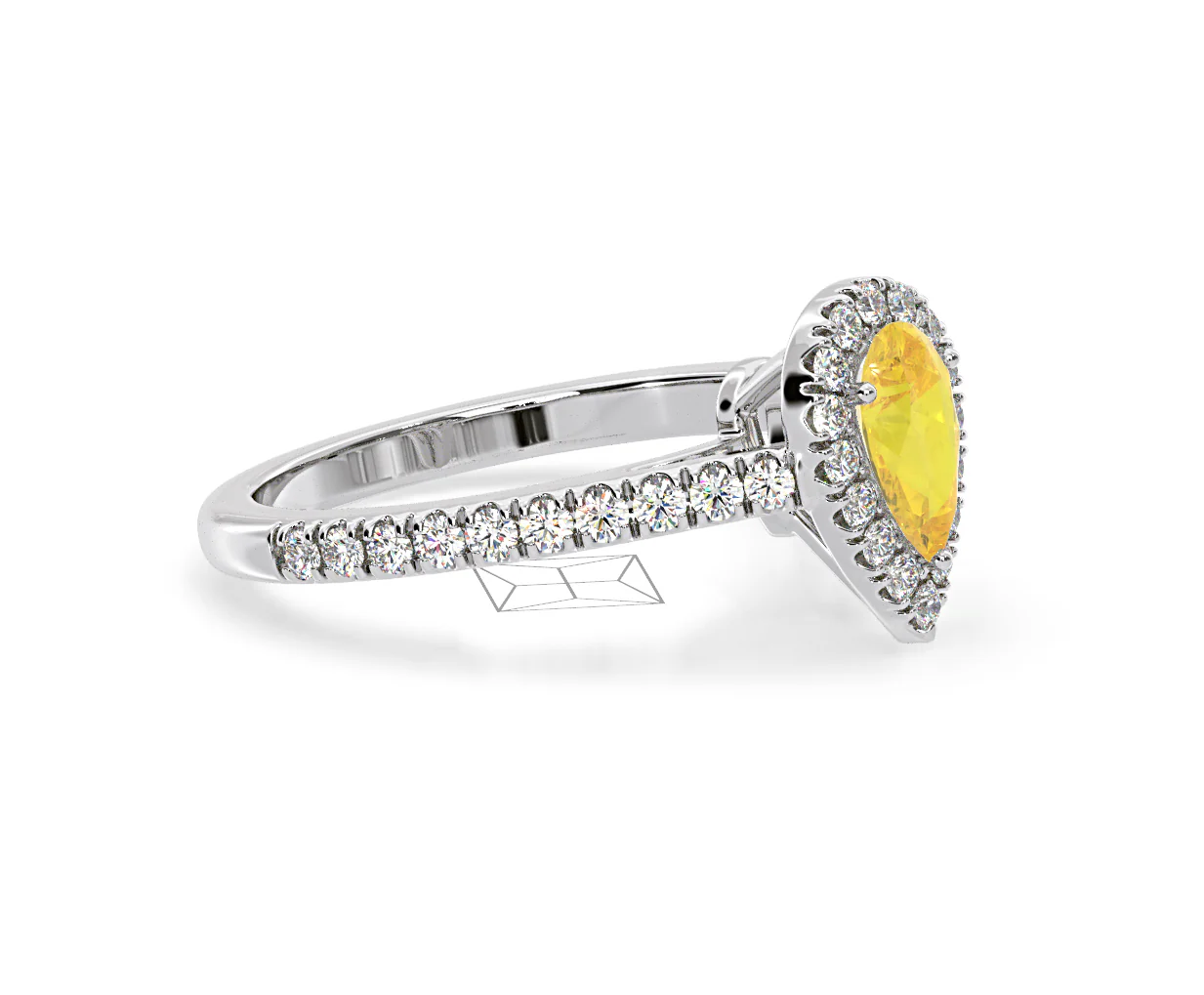 Diana Yellow Lab Diamond Pear Halo Ring 1.00ct in Platinum - Elara Collection - Image 74