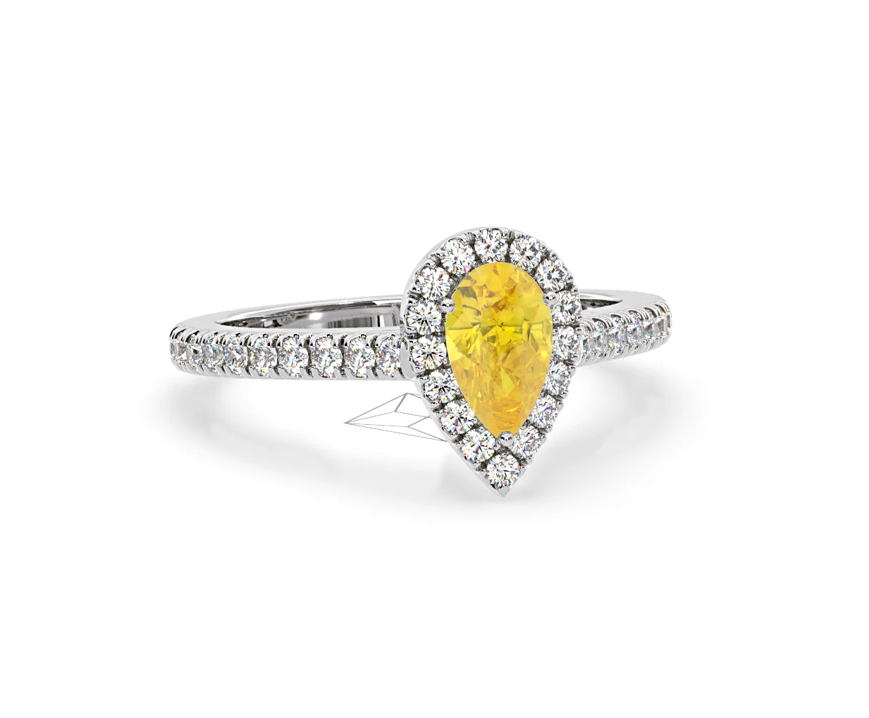 Diana Yellow Lab Diamond Pear Halo Ring 1.00ct in Platinum - Elara Collection - Image 83