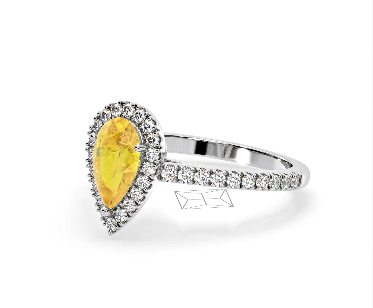 Diana Yellow Lab Diamond Pear Halo Ring 1.60ct in 18K White Gold - Elara Collection - Image 15
