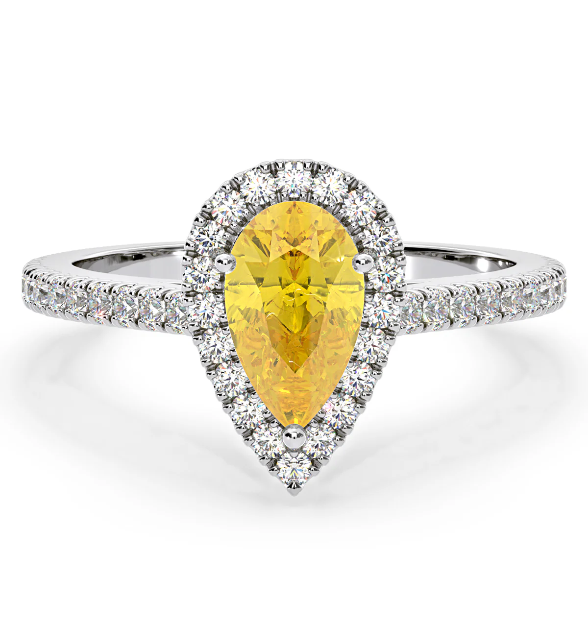 Diana Yellow Lab Diamond Pear Halo Ring 1.60ct in 18K White Gold - Elara Collection - Image 3
