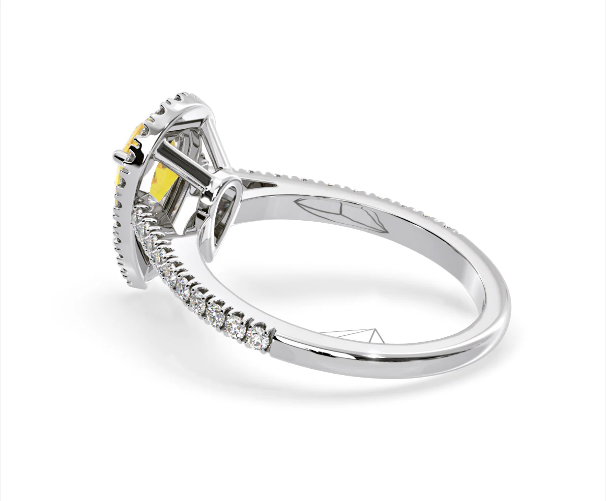 Diana Yellow Lab Diamond Pear Halo Ring 1.60ct in 18K White Gold - Elara Collection - Image 34
