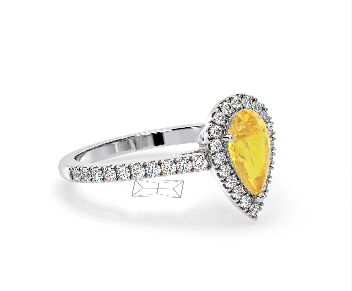 Diana Yellow Lab Diamond Pear Halo Ring 1.60ct in 18K White Gold - Elara Collection - Image 77