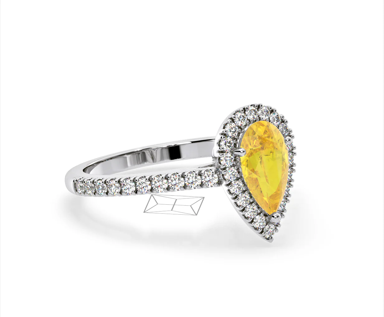 Diana Yellow Lab Diamond Pear Halo Ring 1.60ct in 18K White Gold - Elara Collection - Image 78