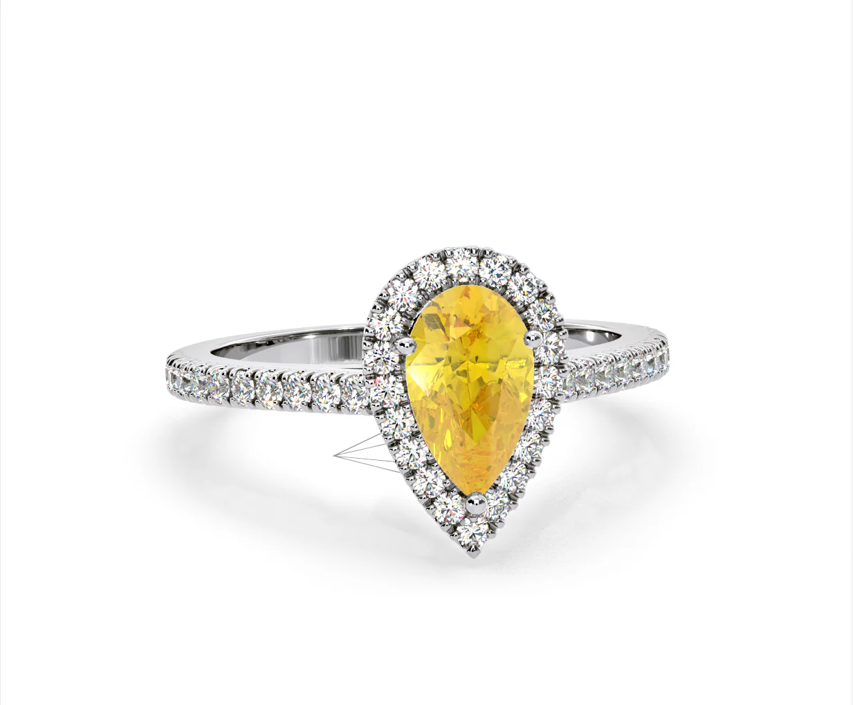 Diana Yellow Lab Diamond Pear Halo Ring 1.60ct in 18K White Gold - Elara Collection - Image 84