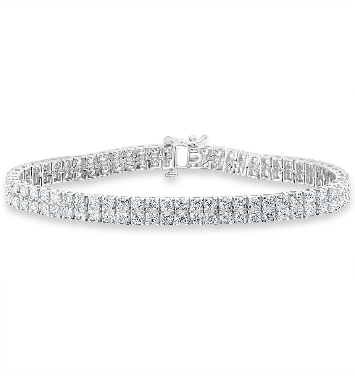 Double Row Lab Diamond Tennis Bracelet 6.20ct in 9K White Gold - Image 3