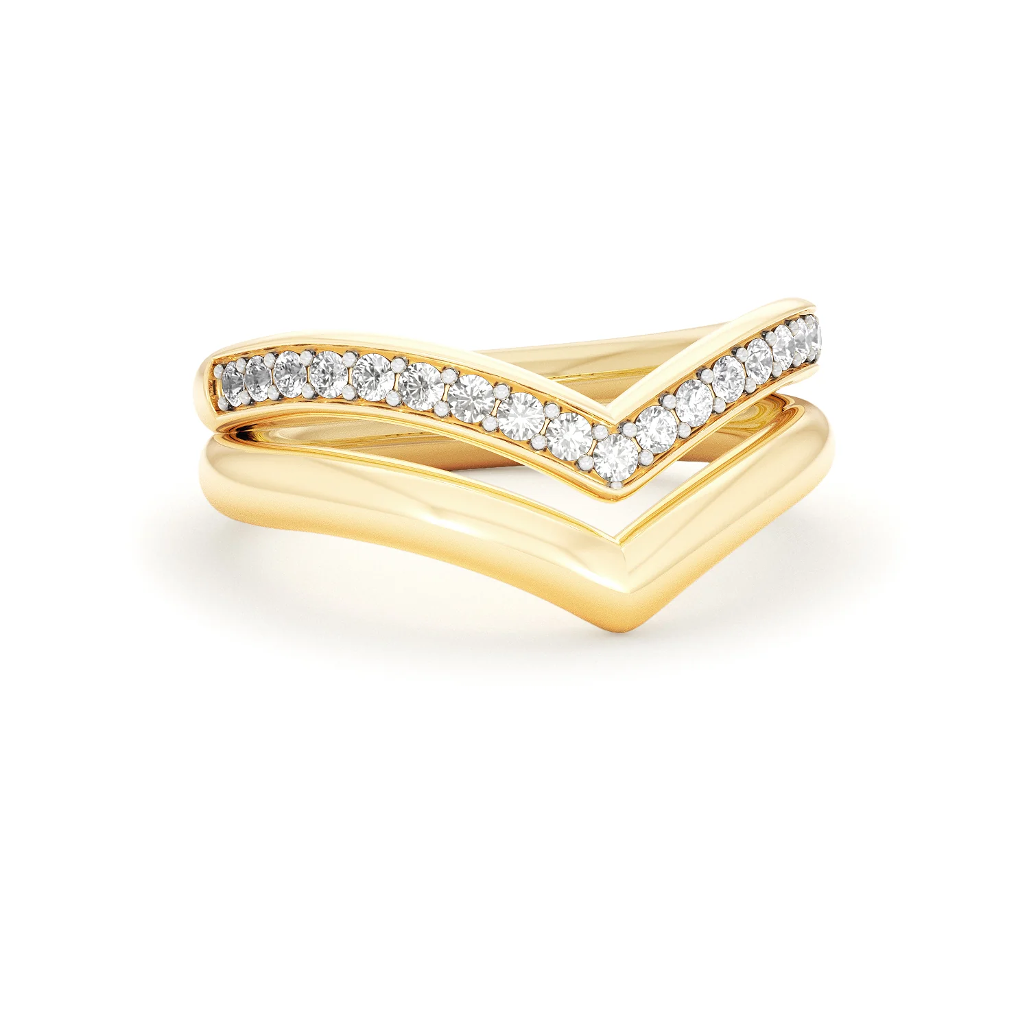 Dual 0.27ct Lab Diamond Stacking Wishbone Ring in 18K Gold Vermeil - Image 12
