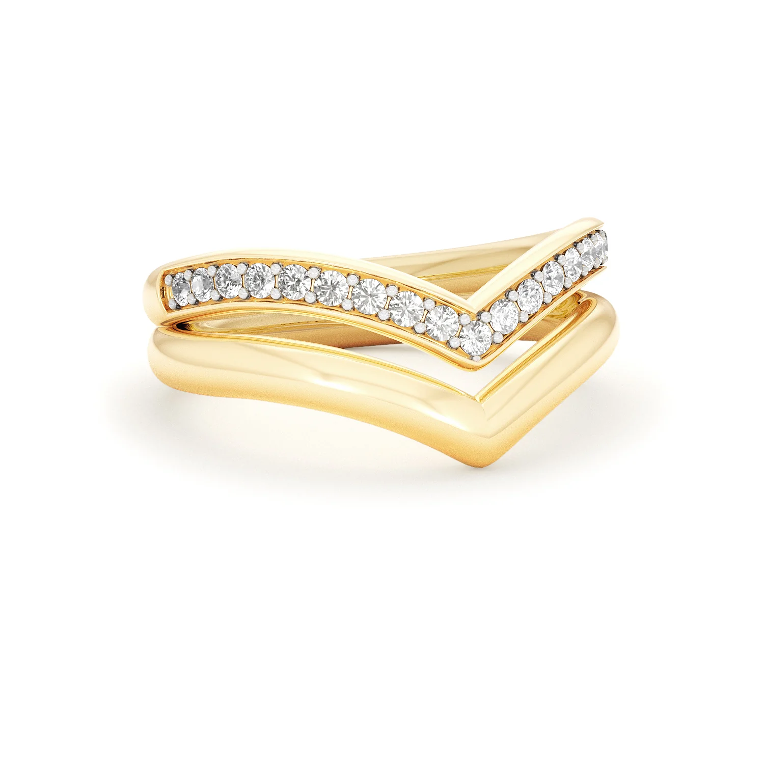 Dual 0.27ct Lab Diamond Stacking Wishbone Ring in 18K Gold Vermeil - Image 13
