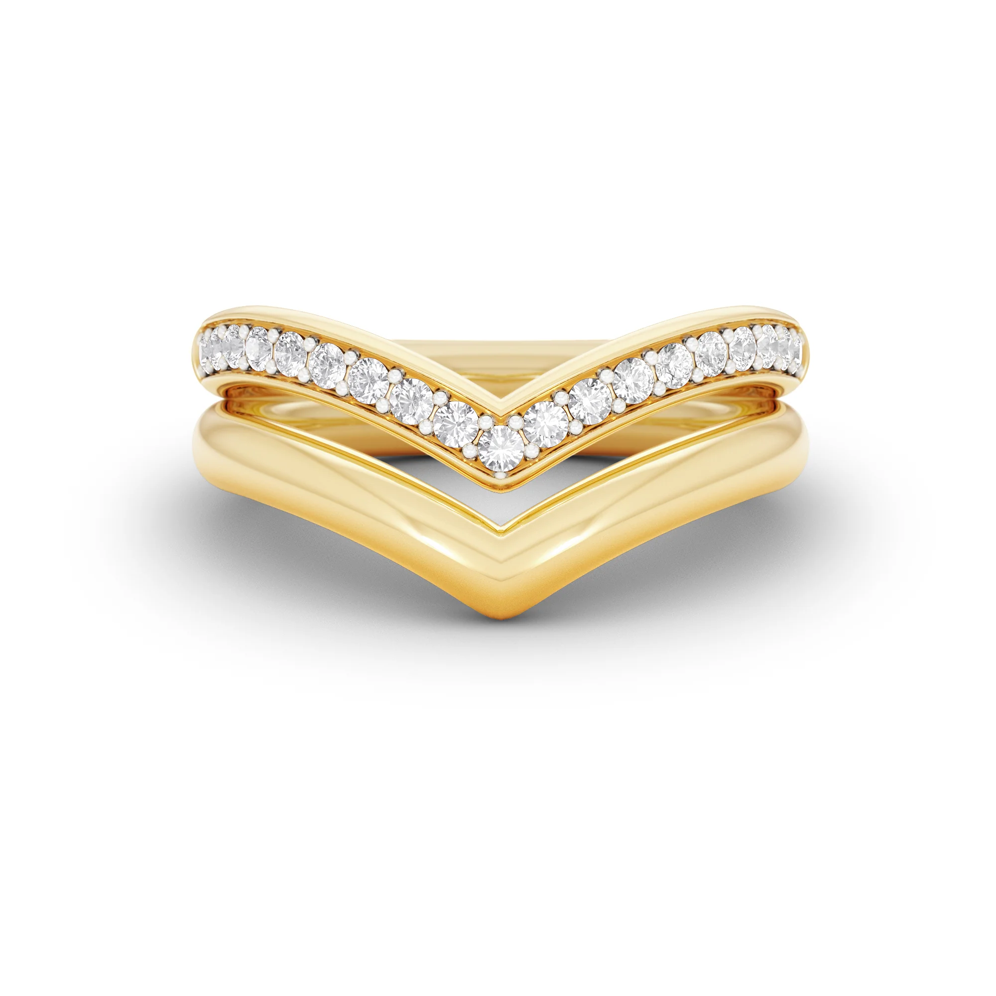Dual 0.27ct Lab Diamond Stacking Wishbone Ring in 18K Gold Vermeil - Image 7