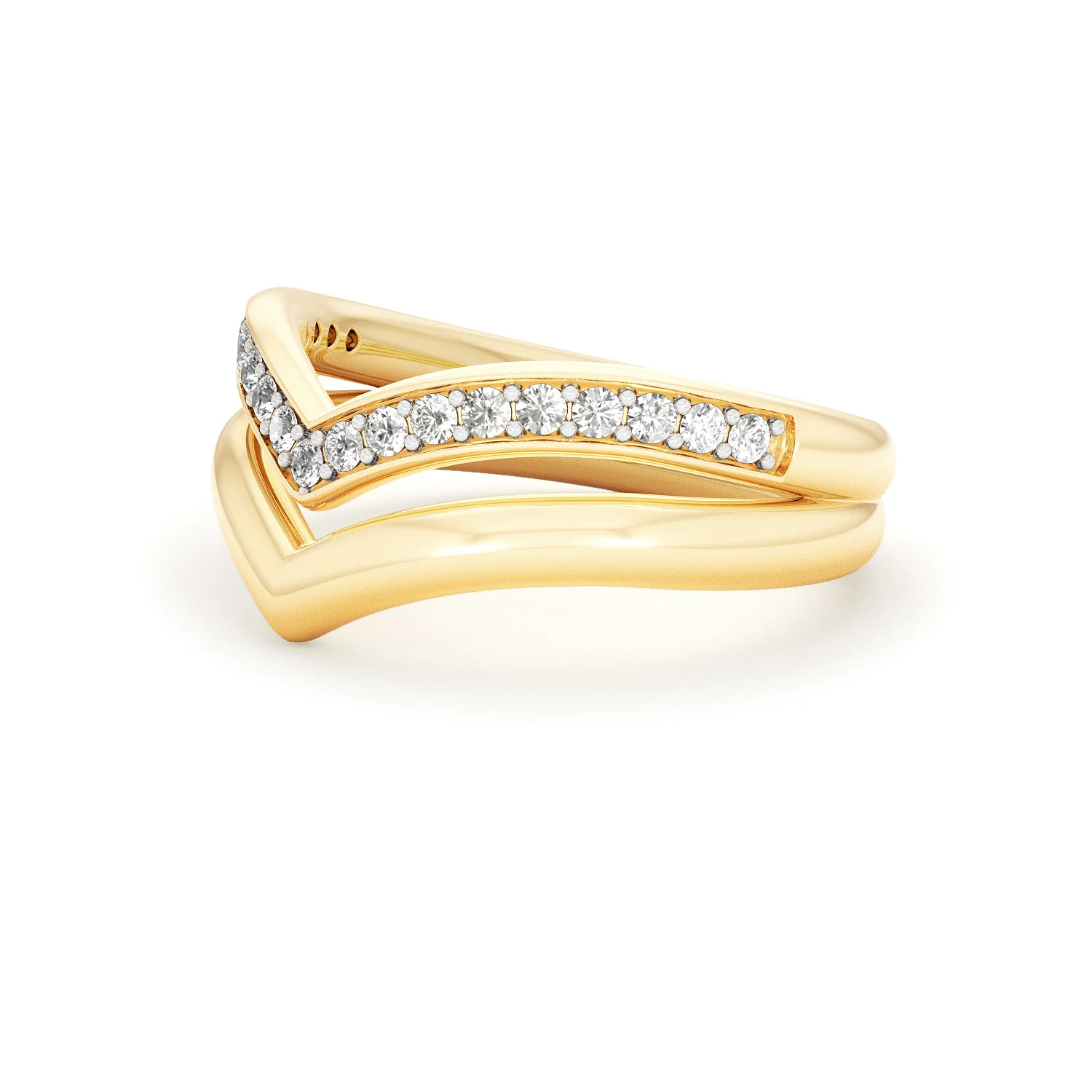 Dual 0.27ct Lab Diamond Stacking Wishbone Ring in 18K Gold Vermeil - Image 77