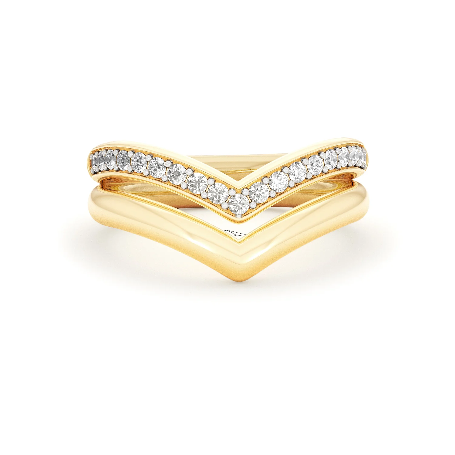 Dual 0.27ct Lab Diamond Stacking Wishbone Ring in 18K Gold Vermeil - Image 9