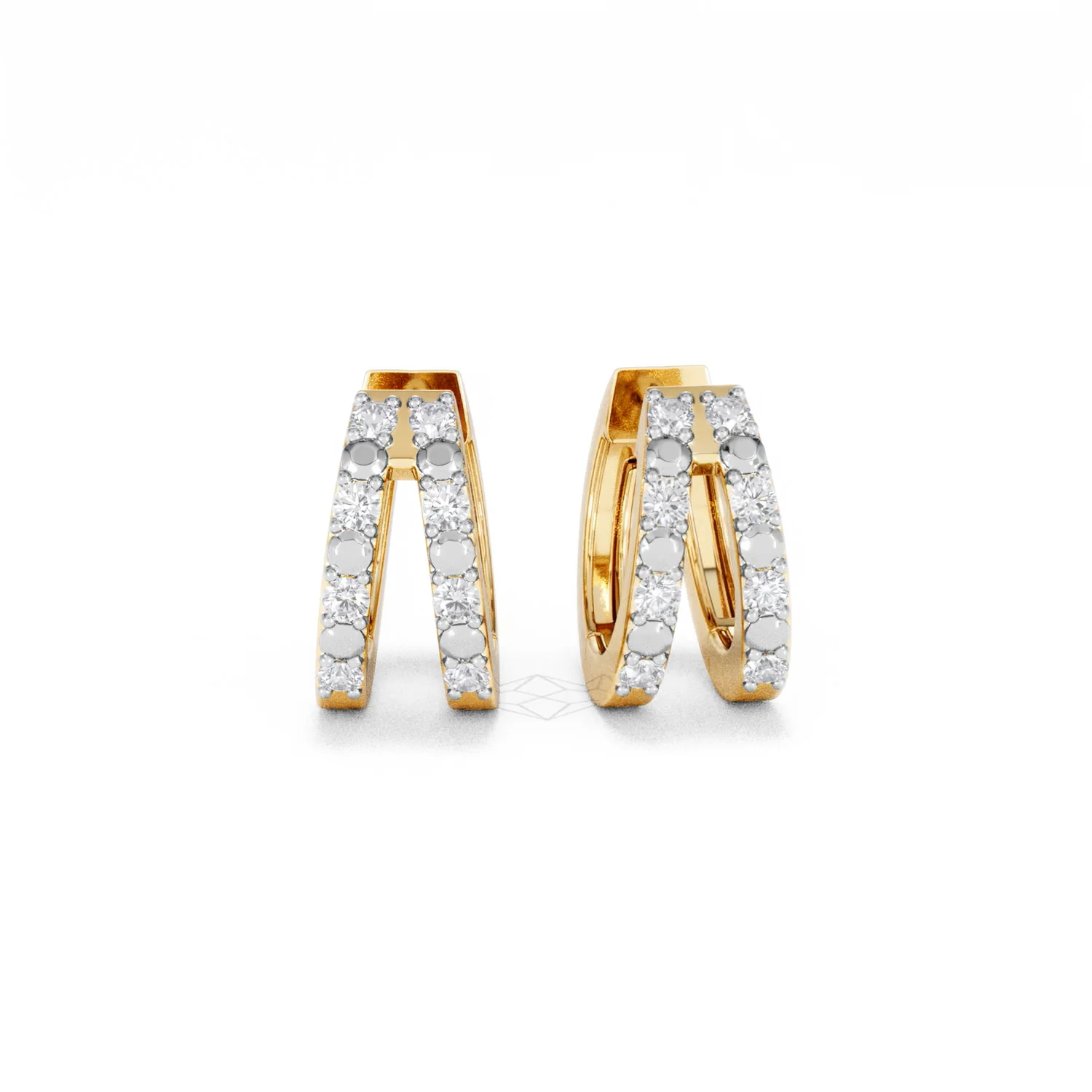 Duo Row Huggie Lab Diamond Earrings 0.22ct in 18K Gold Vermeil - Image 10