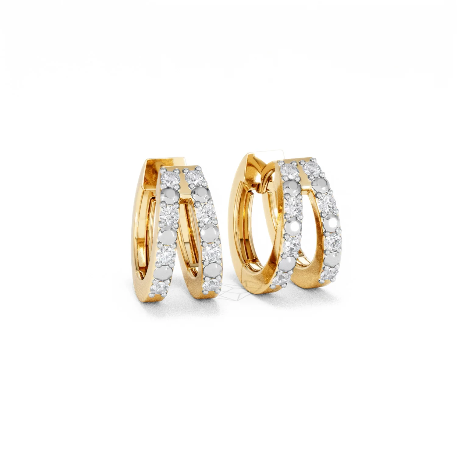 Duo Row Huggie Lab Diamond Earrings 0.22ct in 18K Gold Vermeil - Image 13