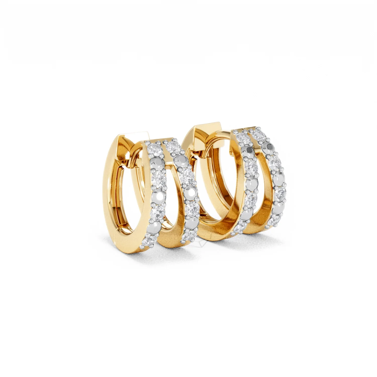 Duo Row Huggie Lab Diamond Earrings 0.22ct in 18K Gold Vermeil - Image 16