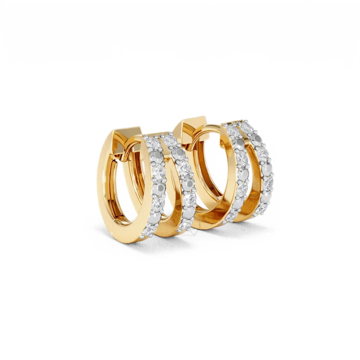 Duo Row Huggie Lab Diamond Earrings 0.22ct in 18K Gold Vermeil - Image 17