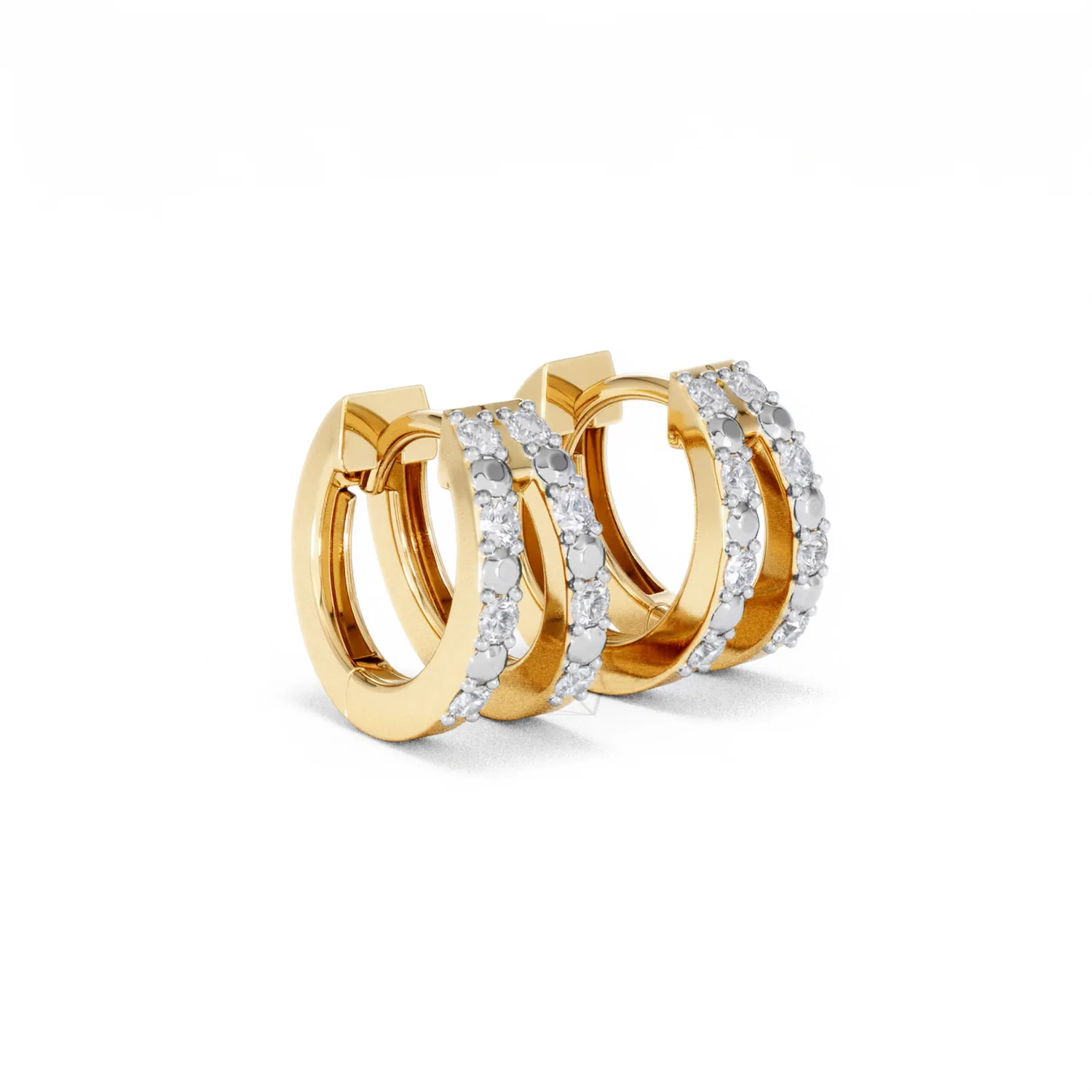 Duo Row Huggie Lab Diamond Earrings 0.22ct in 18K Gold Vermeil - Image 18