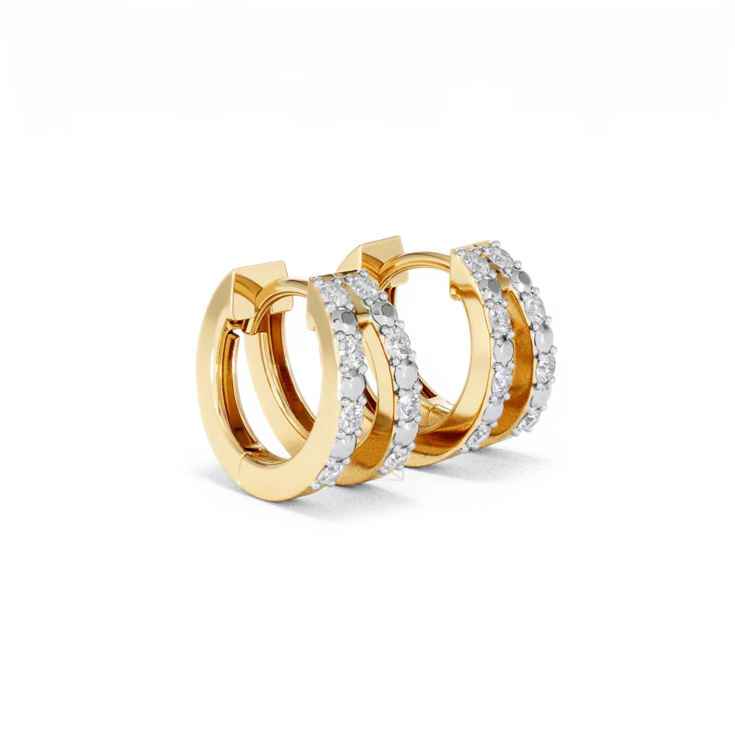 Duo Row Huggie Lab Diamond Earrings 0.22ct in 18K Gold Vermeil - Image 19